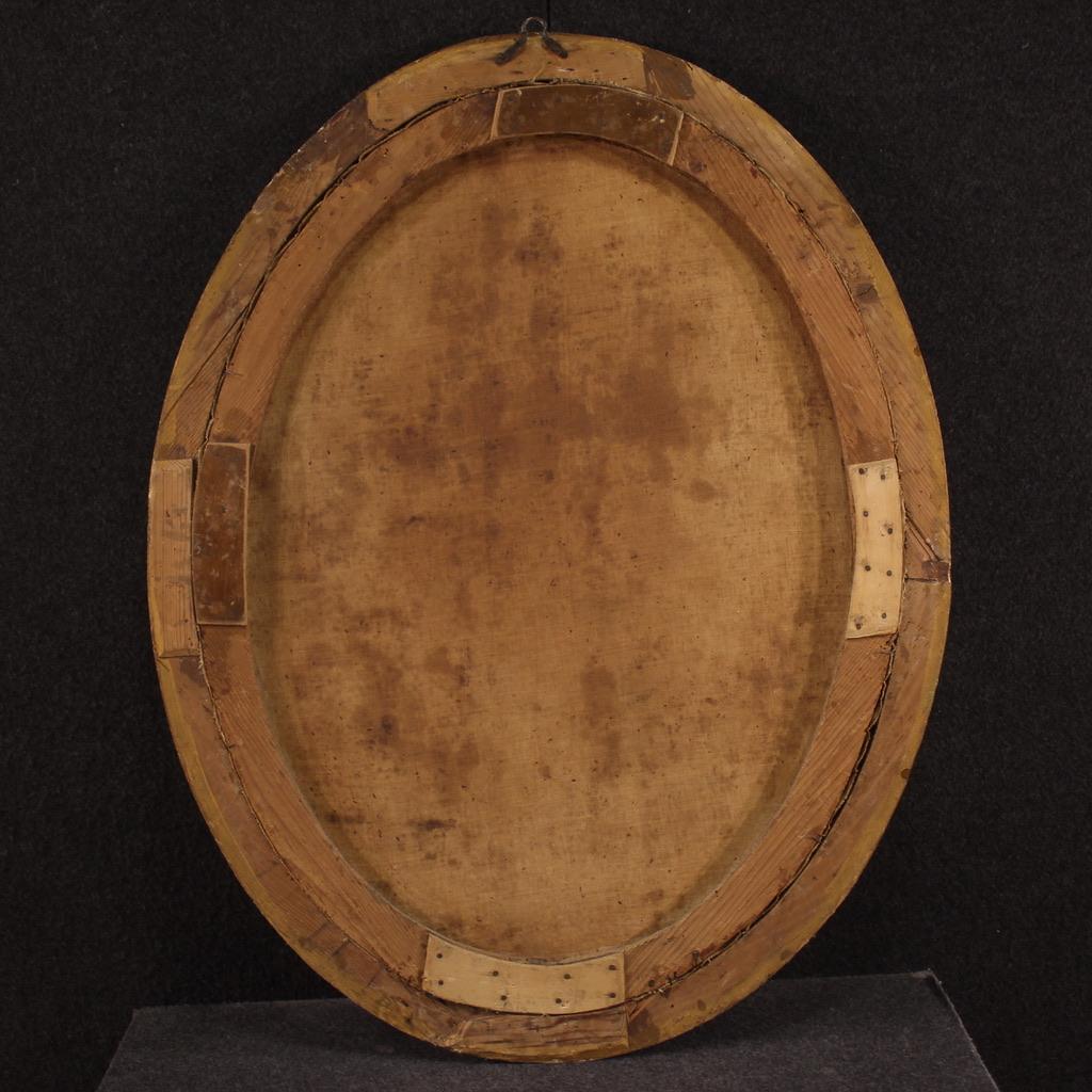 18th Century Oil on Canvas Italian Framed Oval-Shaped Still Life Painting, 1750 For Sale 1