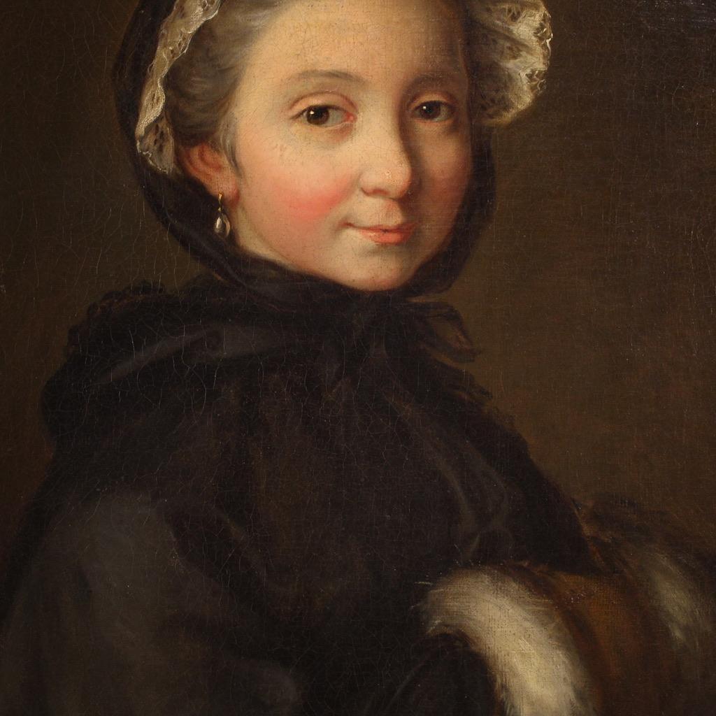 18. Jahrhundert Öl auf Leinwand Italienische Dame Porträtmalerei, 1780 im Angebot 8