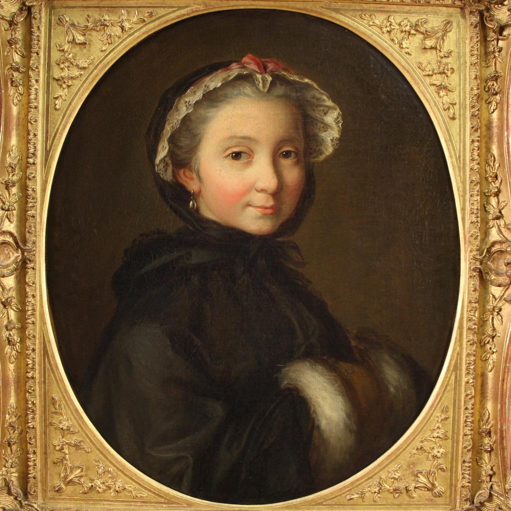 18. Jahrhundert Öl auf Leinwand Italienische Dame Porträtmalerei, 1780 (Italian) im Angebot