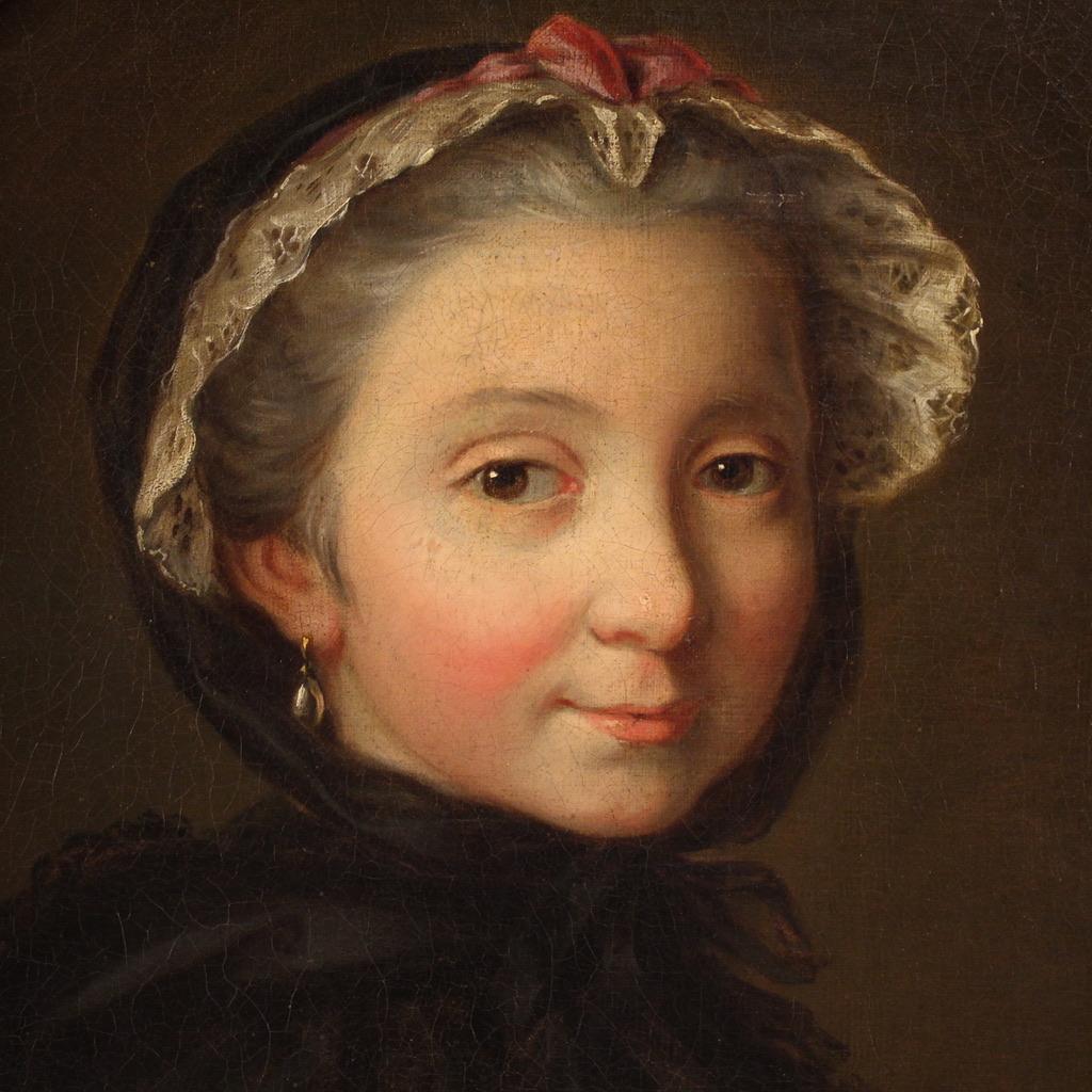 18. Jahrhundert Öl auf Leinwand Italienische Dame Porträtmalerei, 1780 im Zustand „Gut“ im Angebot in Vicoforte, Piedmont
