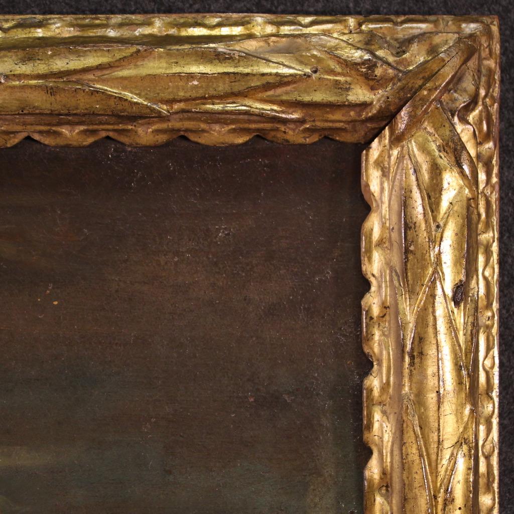 siglo XVIII Óleo sobre lienzo Paisaje italiano Arquitectura Agricultores Pintura, 1750 en venta 2
