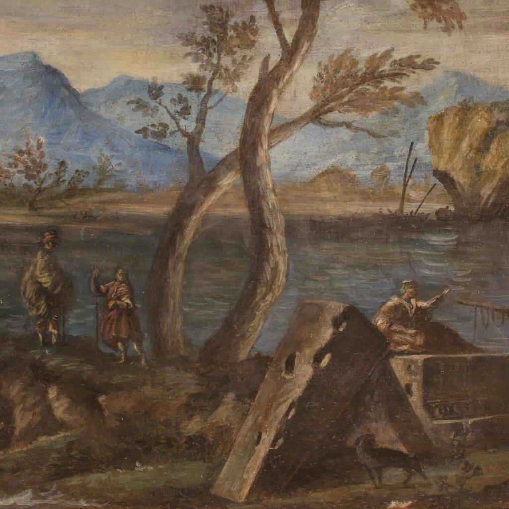 18th Century Oil on Canvas Italian Landscape Painting, 1750 7