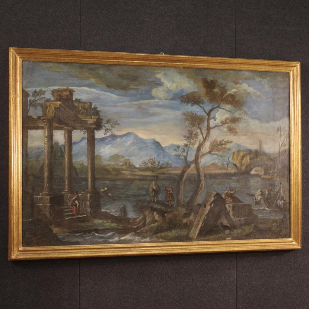 18th Century Oil on Canvas Italian Landscape Painting, 1750 4