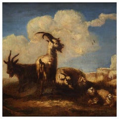Antique 18th Century Oil on Canvas Italian Landscape Painting, 1750
