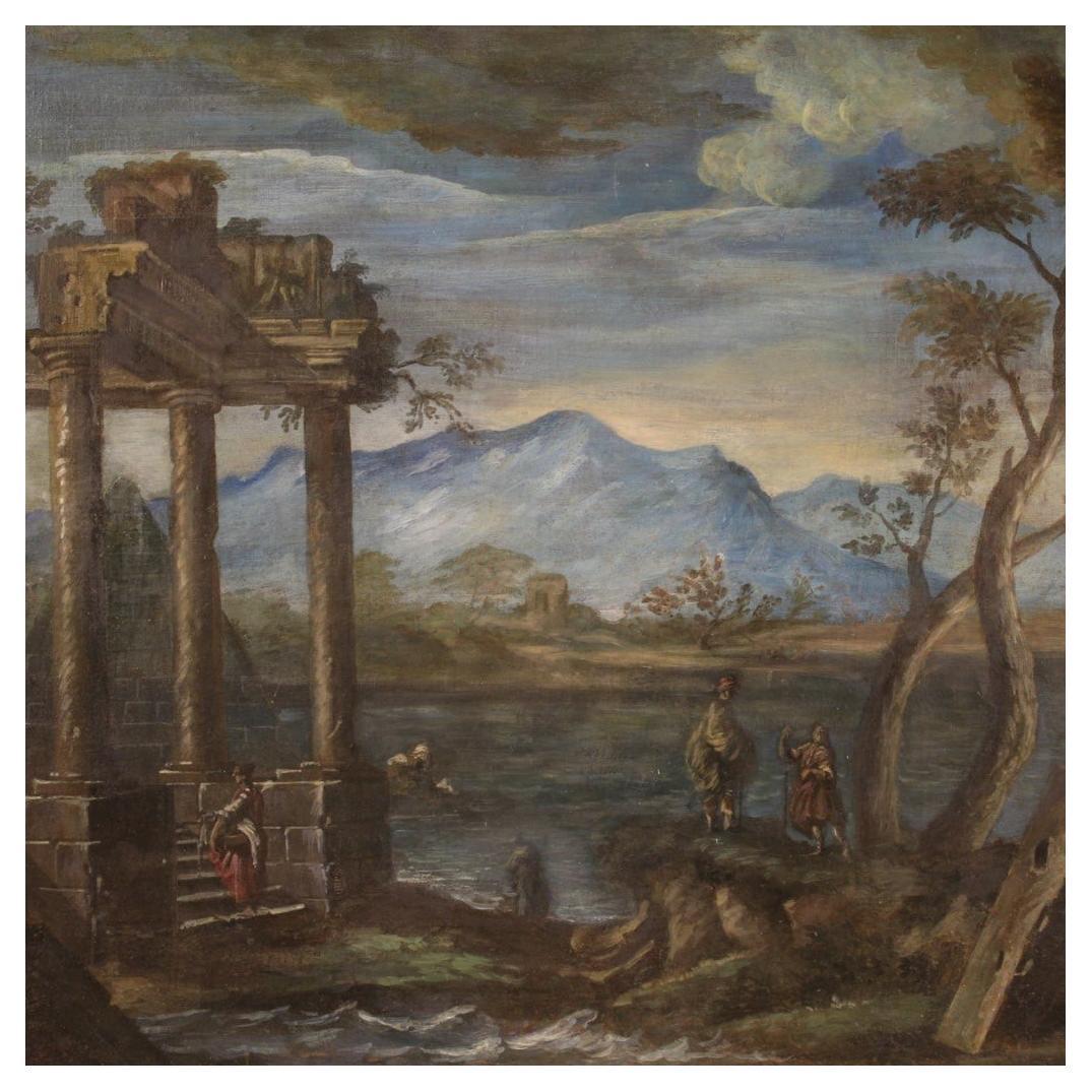 18th Century Oil on Canvas Italian Landscape Painting, 1750
