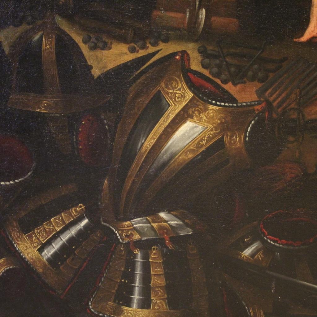 Huile sur toile du 18ème siècle - Peinture de paysage italienne - Forge d'armure, 1750 1
