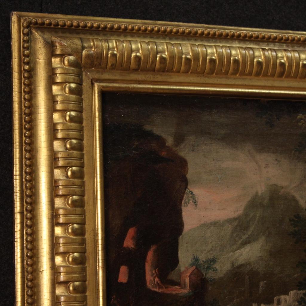 Huile sur toile du 18ème siècle - Peinture de paysage italienne - Forge d'armure, 1750 3