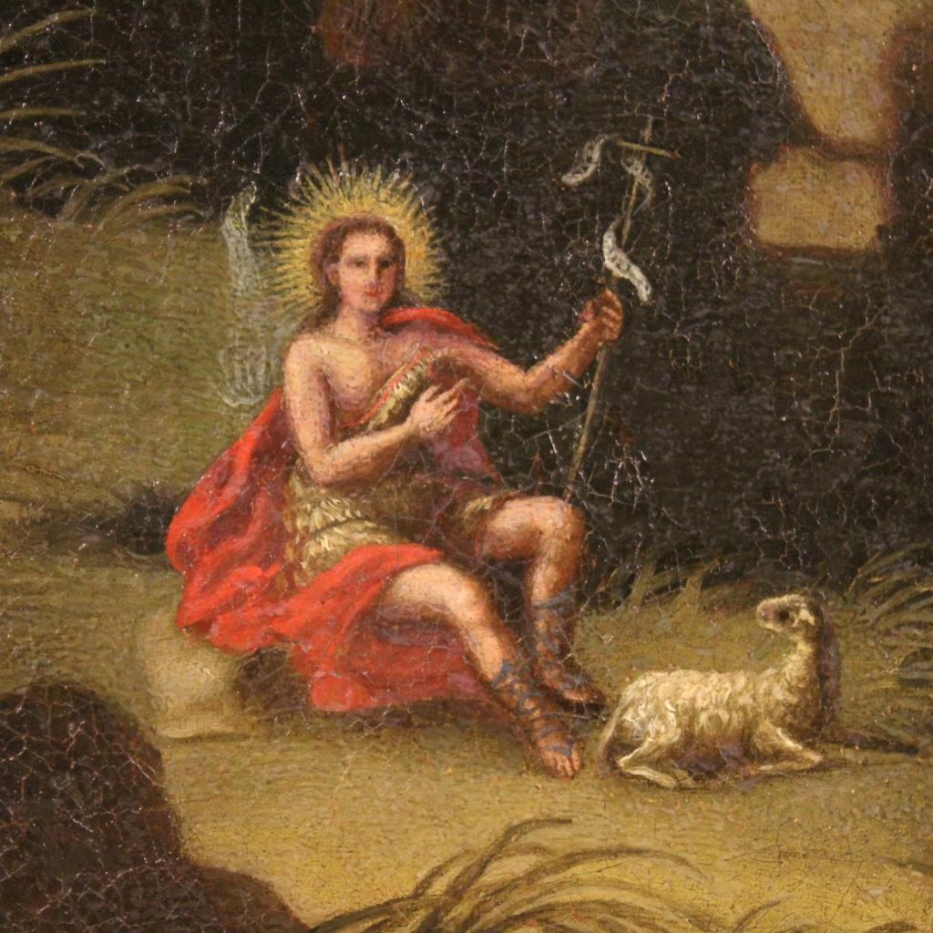 18. Jahrhundert Öl auf Leinwand Italienische Landschaft mit Saint John Baptist Gemälde im Angebot 1