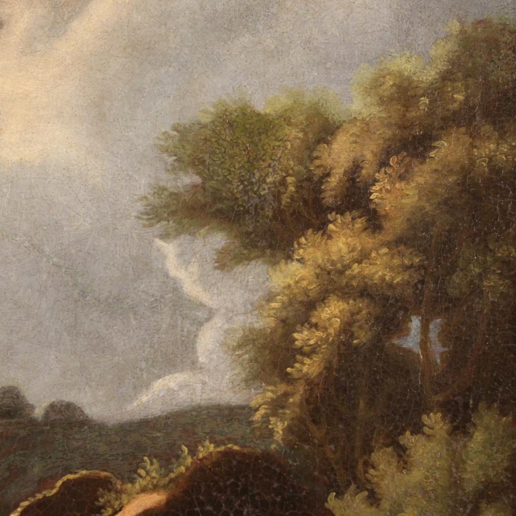 18th Century Oil on Canvas Italian Landscape with Saint John Baptist Painting For Sale 5