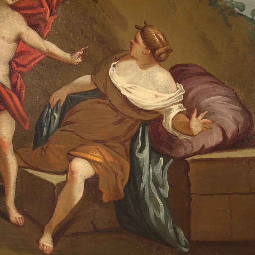 18th Century Oil on Canvas Italian Mythological Painting Bacchus and Ariadne 7