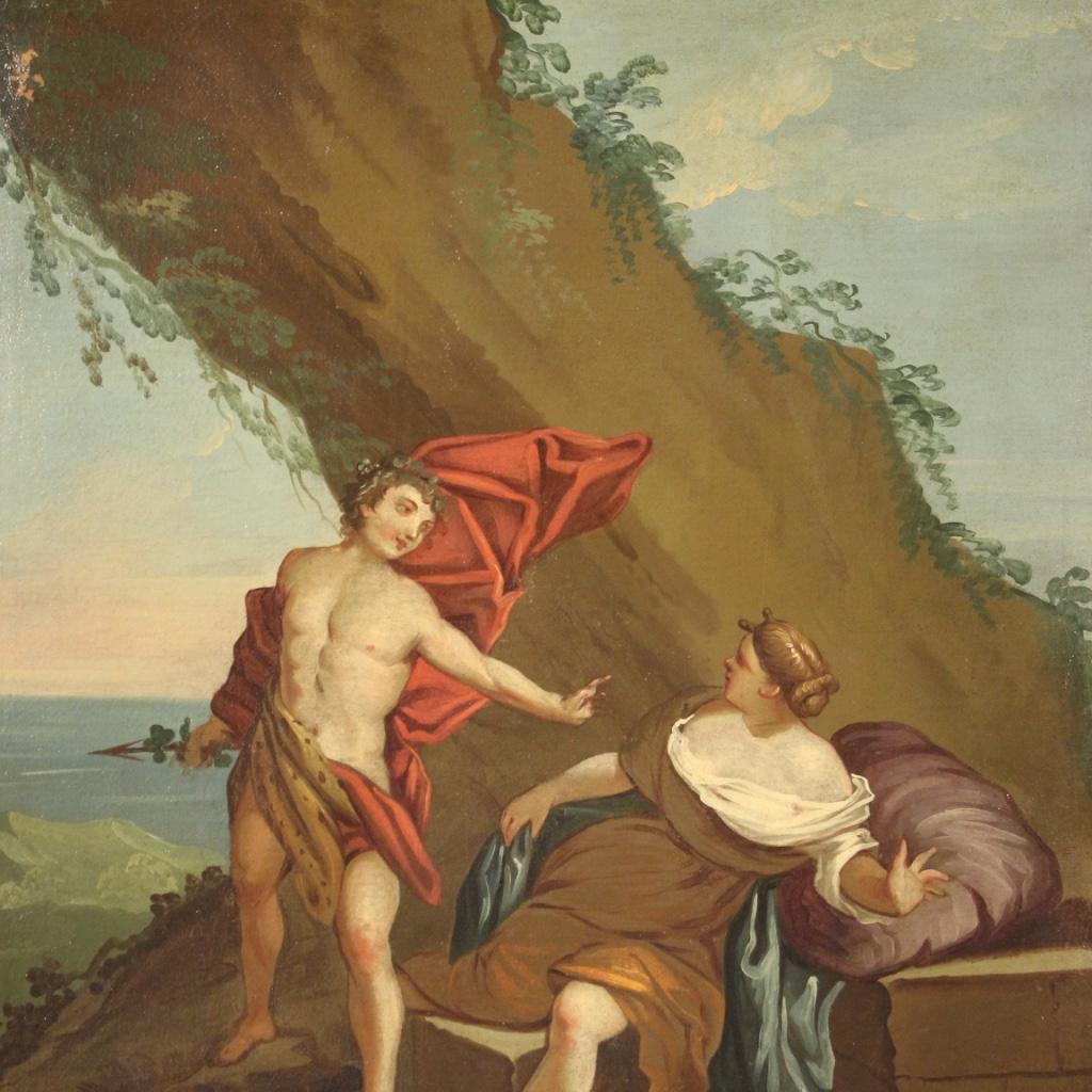 18th Century Oil on Canvas Italian Mythological Painting Bacchus and Ariadne 3