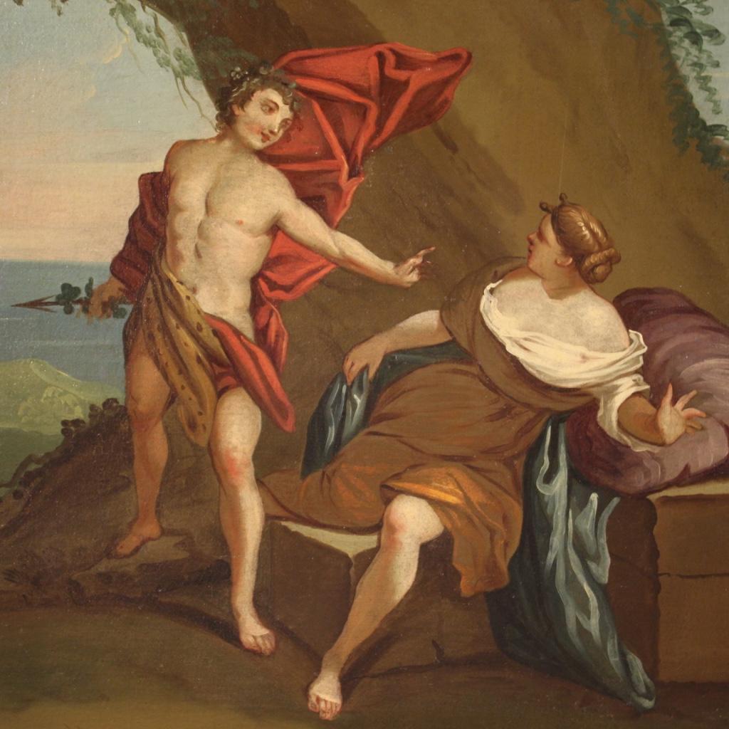 18th Century Oil on Canvas Italian Mythological Painting Bacchus and Ariadne 4