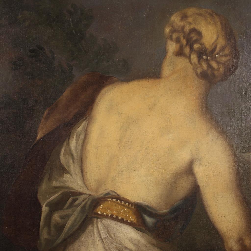 18th Century Oil on Canvas Italian Mythological Painting Bathsheba Bathing, 1730 1