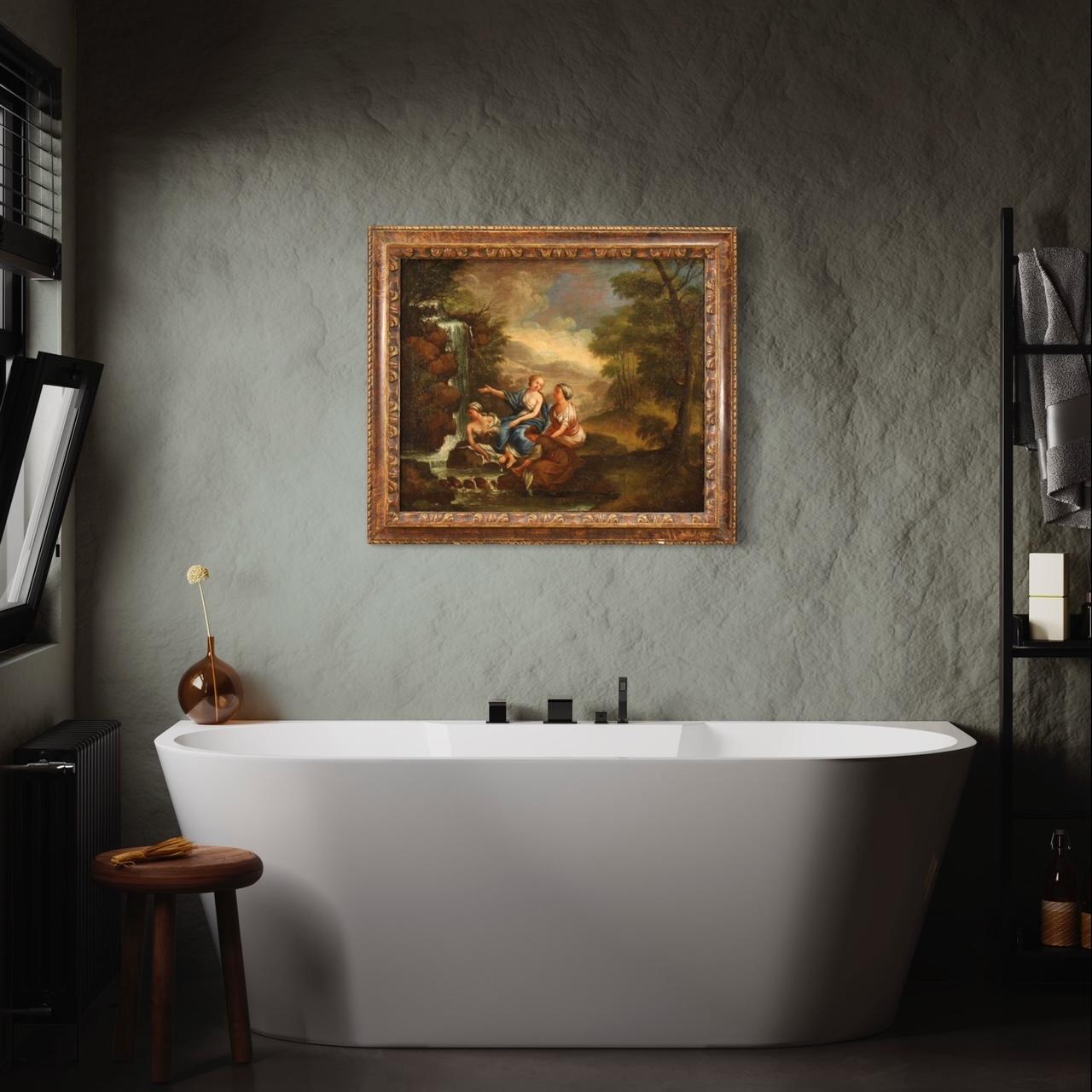 18th Century Oil on Canvas Italian Mythological Painting the Bath of Diana, 1750 For Sale 9