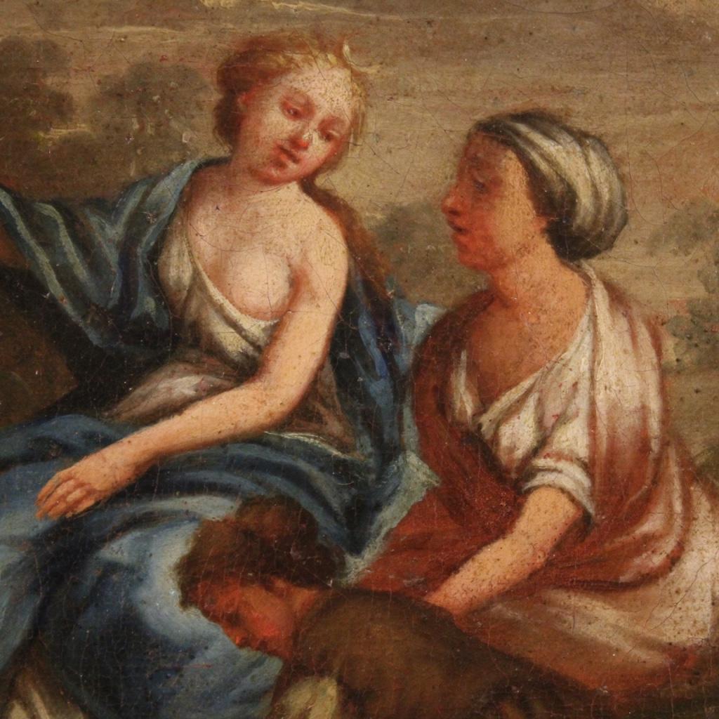 18th Century Oil on Canvas Italian Mythological Painting the Bath of Diana, 1750 2