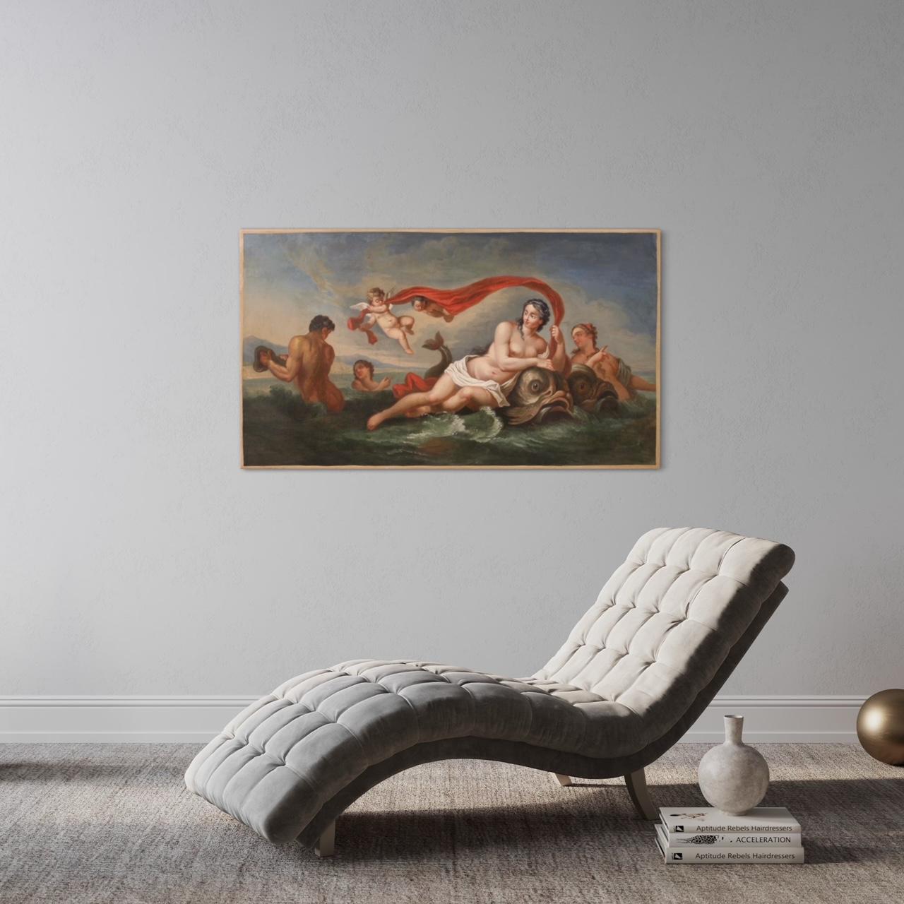 18th Century Oil on Canvas Italian Mythological Painting Triumph of Galatea 1780 12