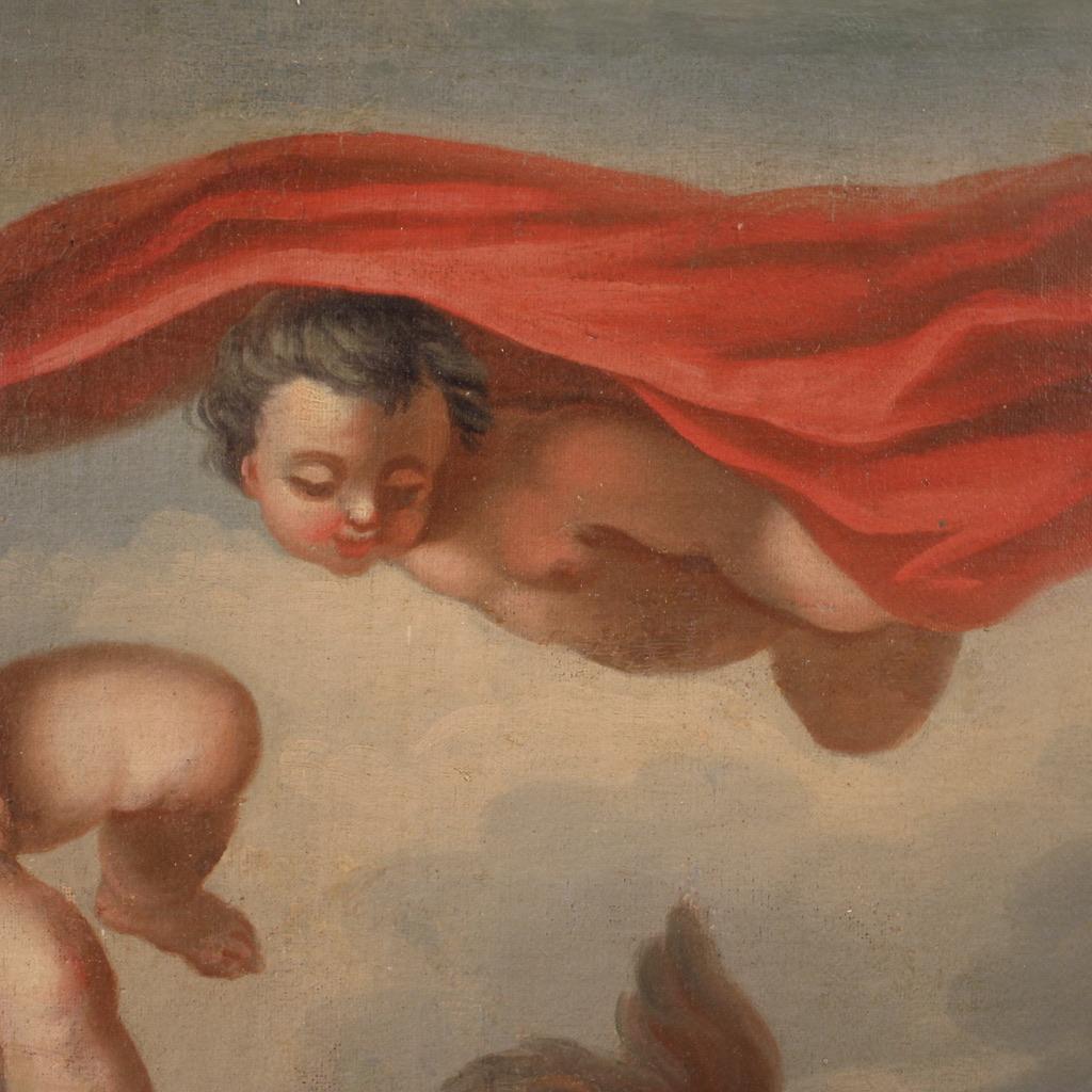 18th Century Oil on Canvas Italian Mythological Painting Triumph of Galatea 1780 1
