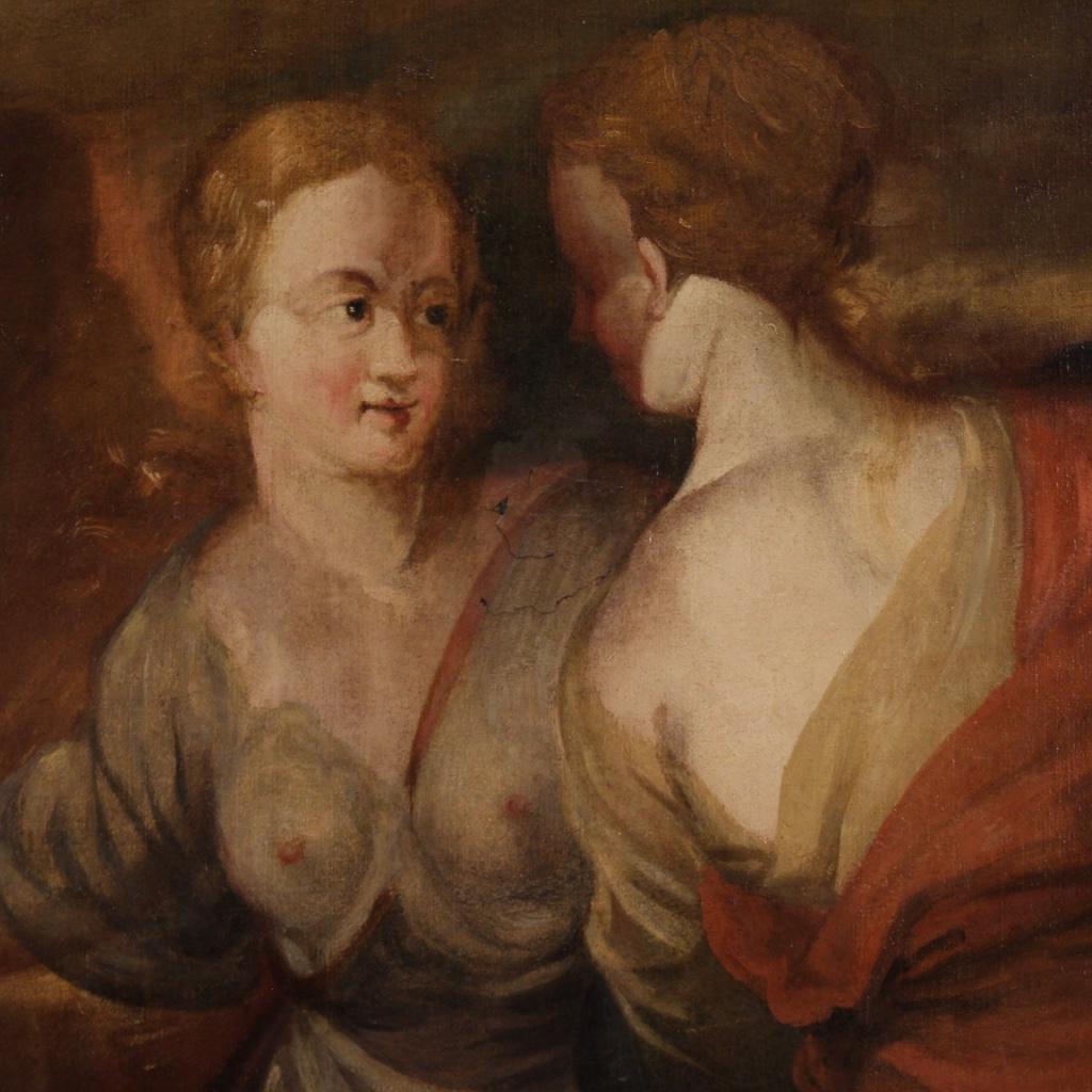 18th Century Oil on Canvas Italian Mythological Painting Vertumnus and Pomona 6