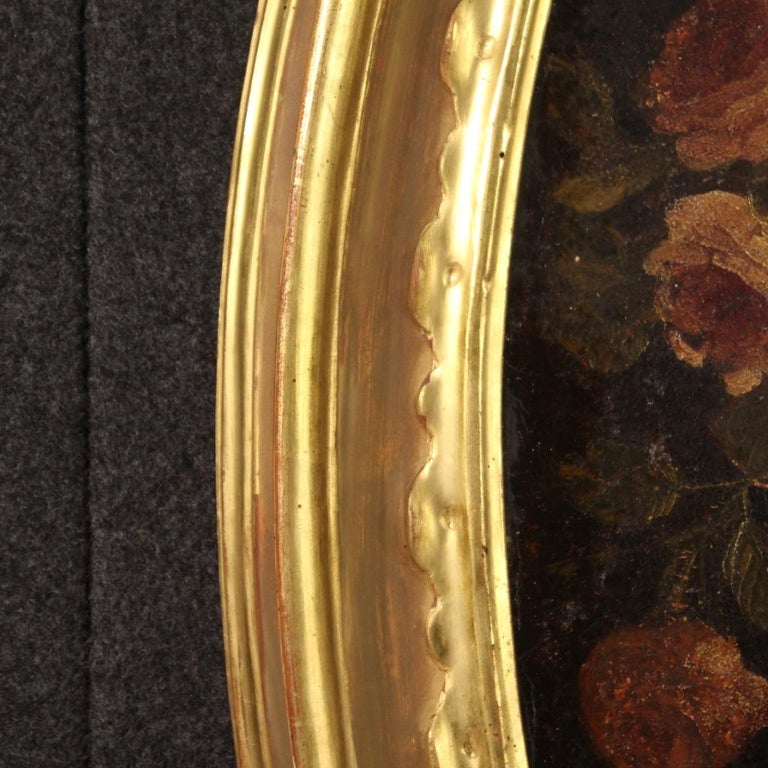 18th Century Oil on Canvas Italian Oval Antique Painting Still Life ...