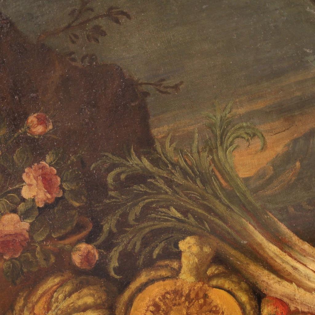 Huile sur toile ovale italienne du 18ème siècle - Nature morte ancienne, nature ovale, 1740 en vente 13