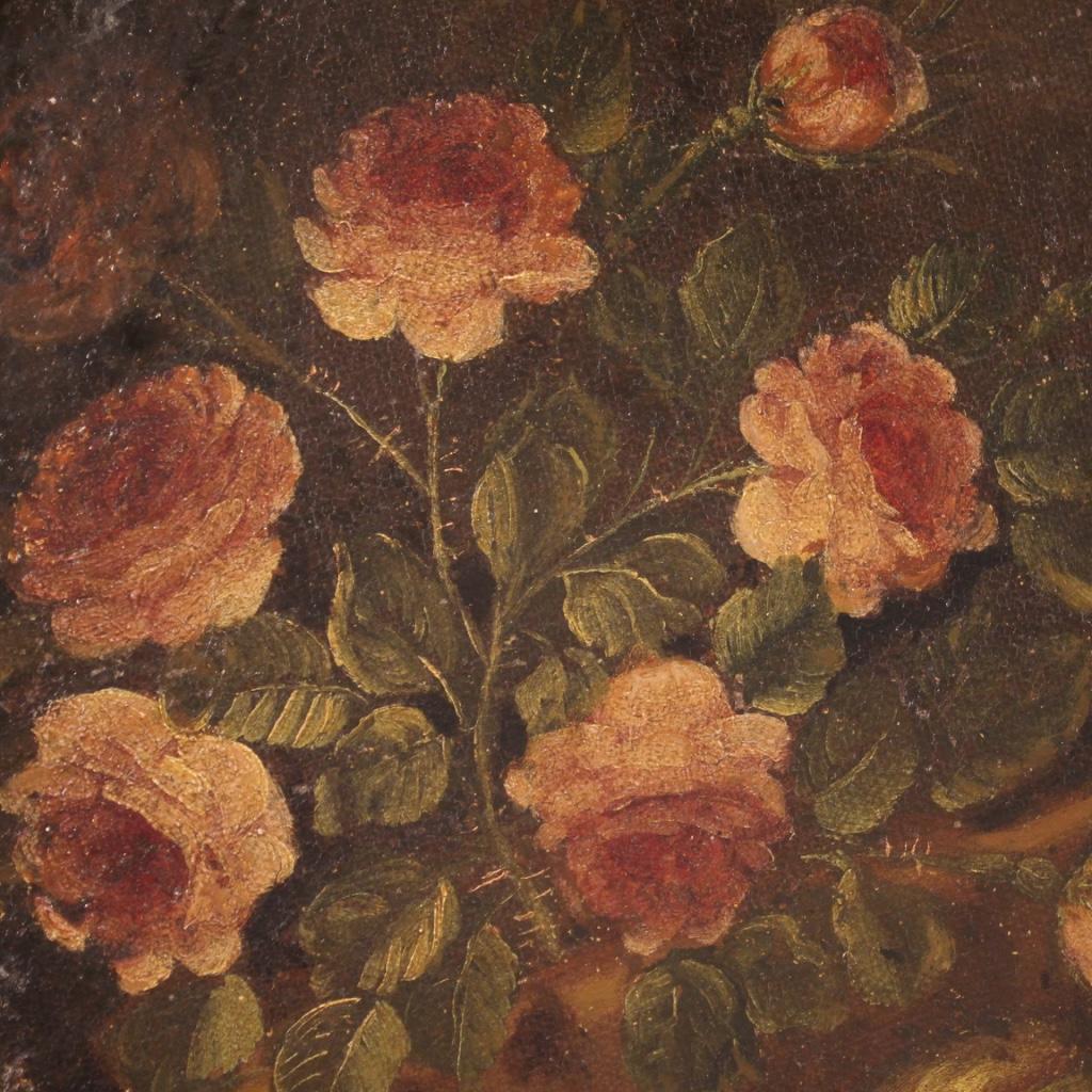 Huile sur toile ovale italienne du 18ème siècle - Nature morte ancienne, nature ovale, 1740 en vente 14