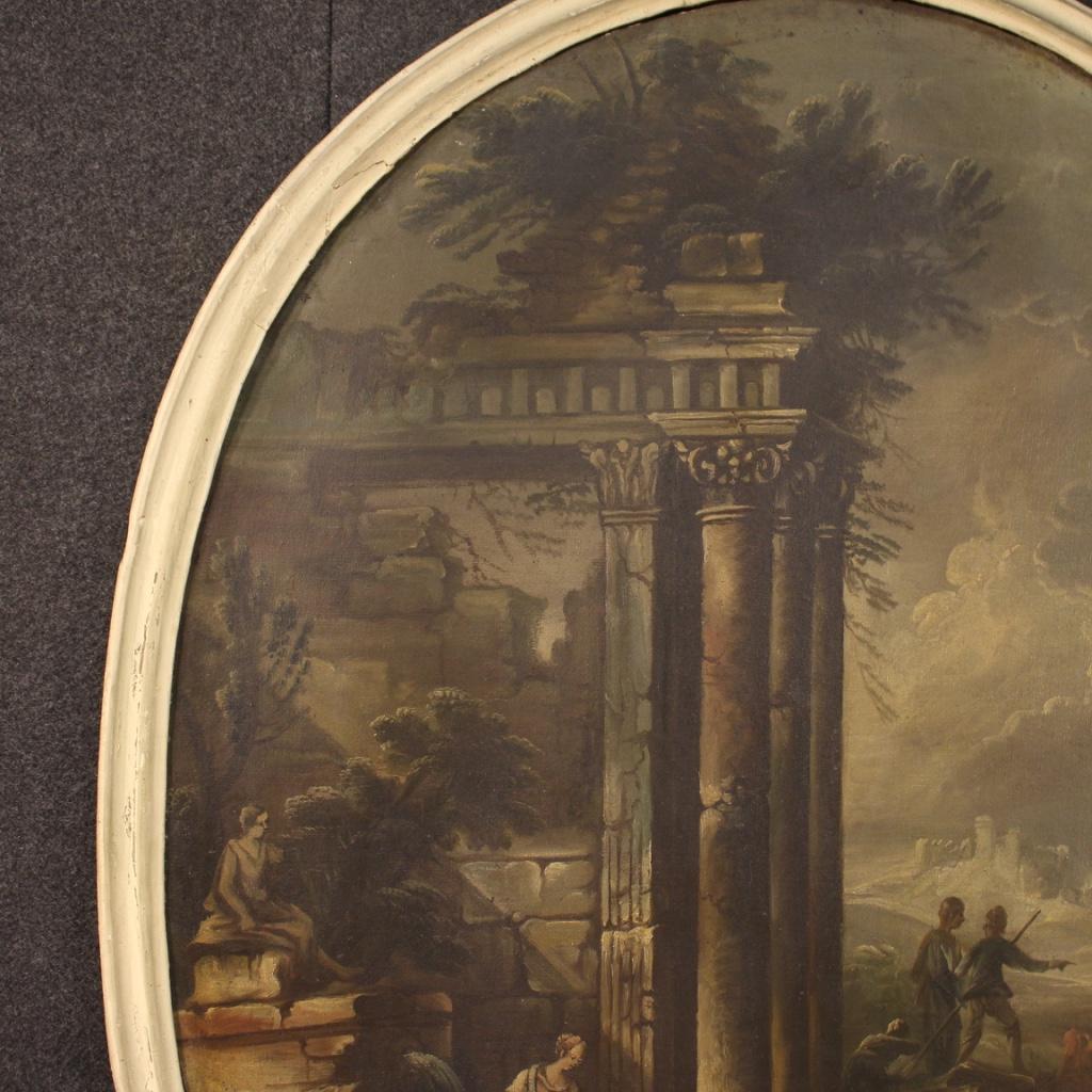 18th Century Oil on Canvas Italian Oval Landscape Painting, 1780 7