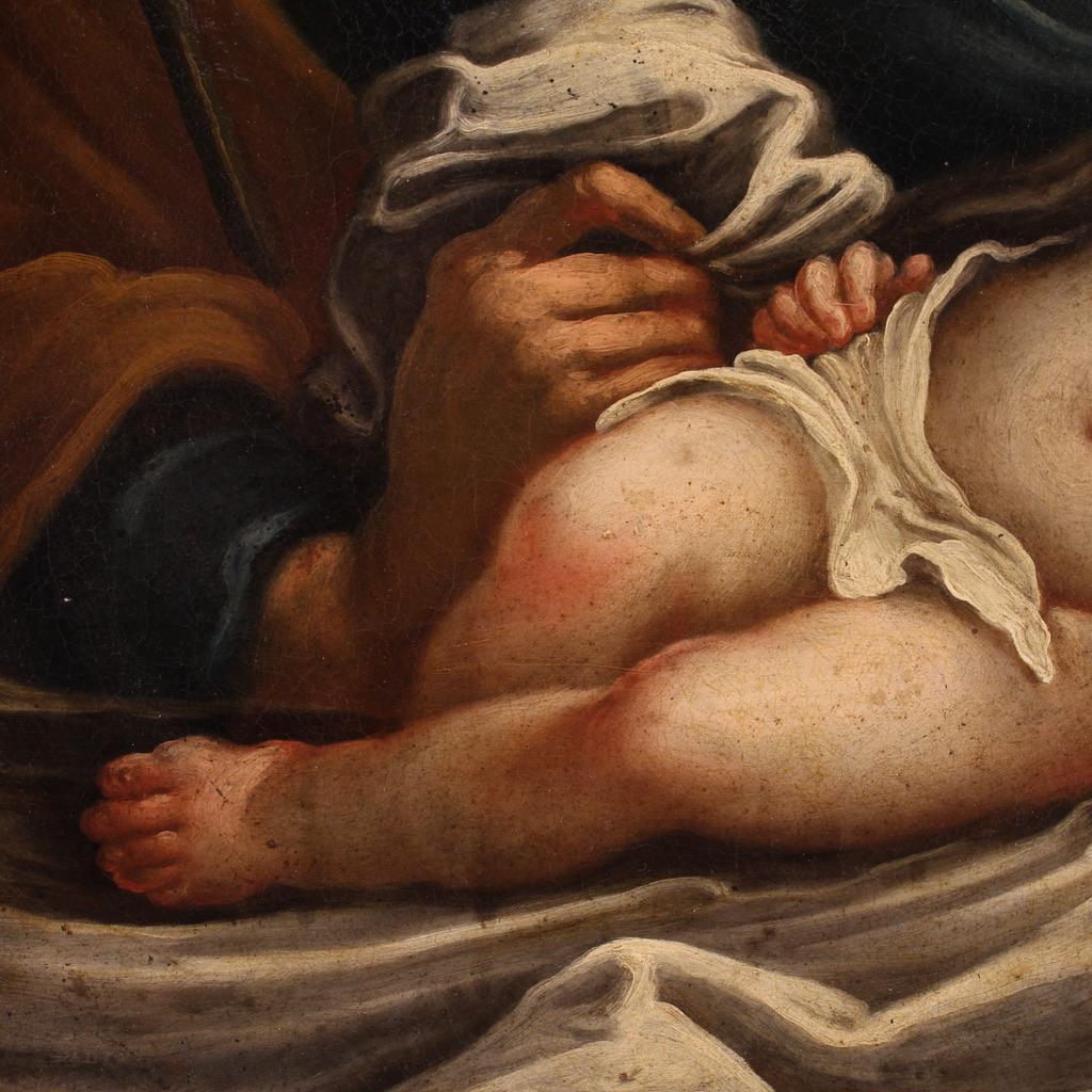 18th Century Oil on Canvas Italian Oval Painting Saint Joseph with Child, 1760 5
