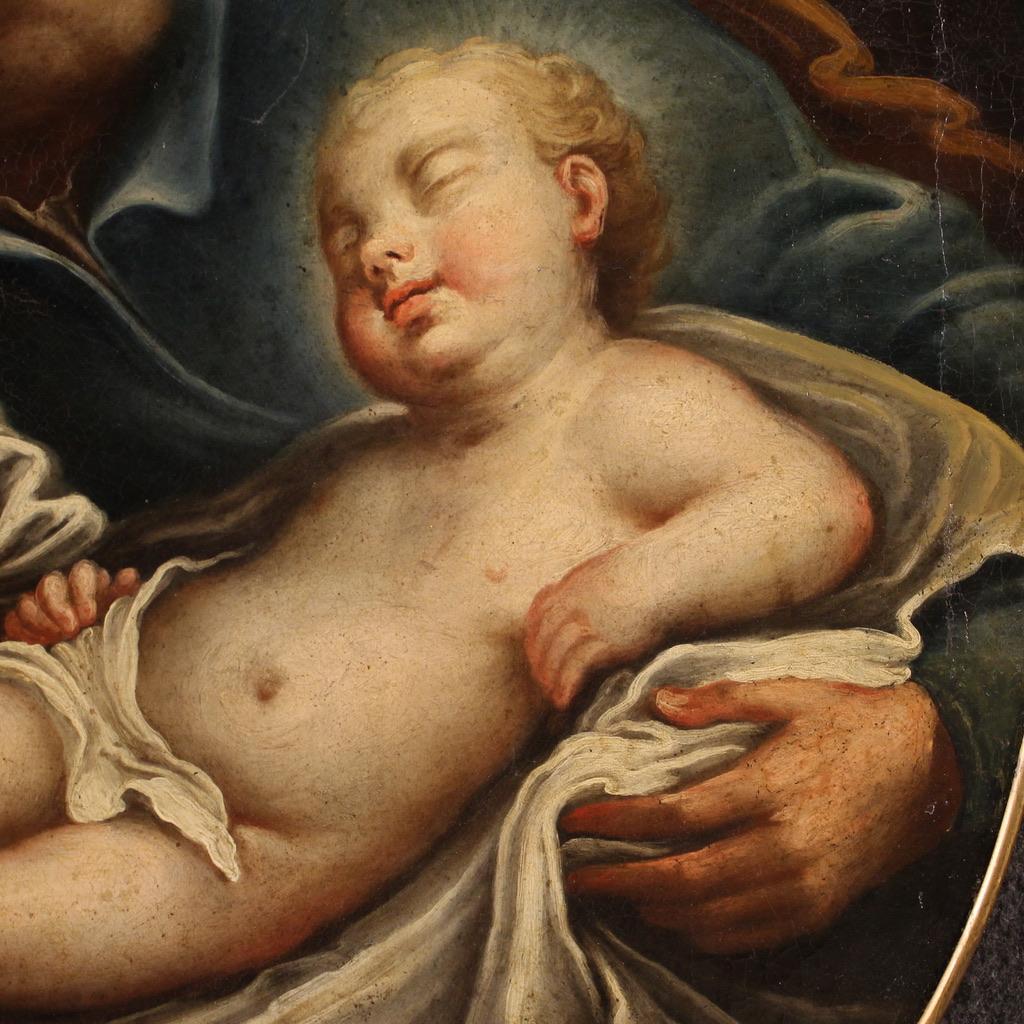 18th Century Oil on Canvas Italian Oval Painting Saint Joseph with Child, 1760 2