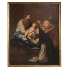 huile sur toile du XVIIIe siècle Peinture italienne Adoration de Sainte Rose de Lima