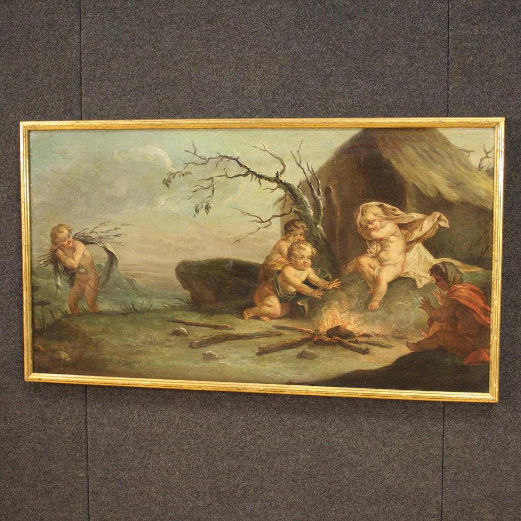 18th Century Oil on Canvas Italian Painting  Allegory of Winter, 1760 7
