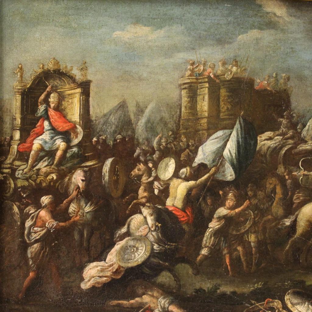 Mid-18th Century 18th Century Oil on Canvas Italian Painting Battle with Knights, 1750