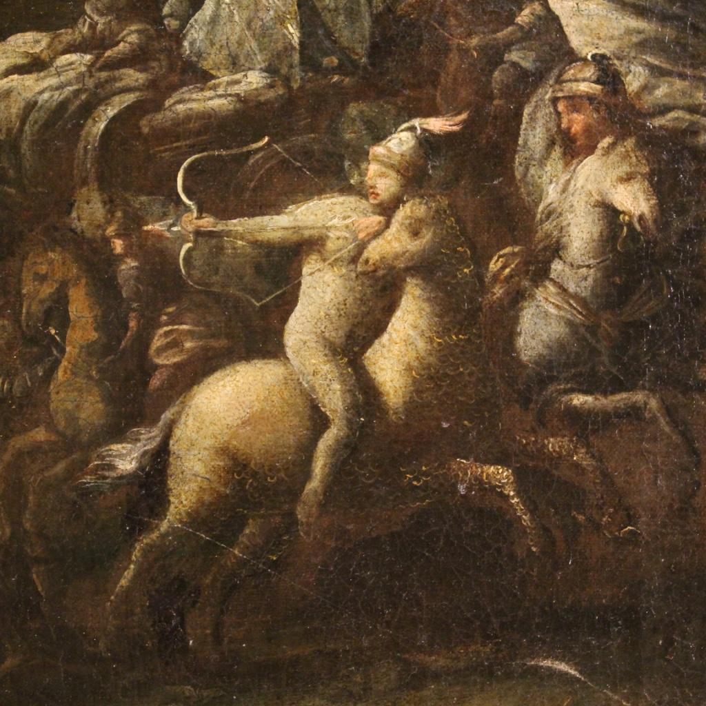 18th Century Oil on Canvas Italian Painting Battle with Knights, 1750 2