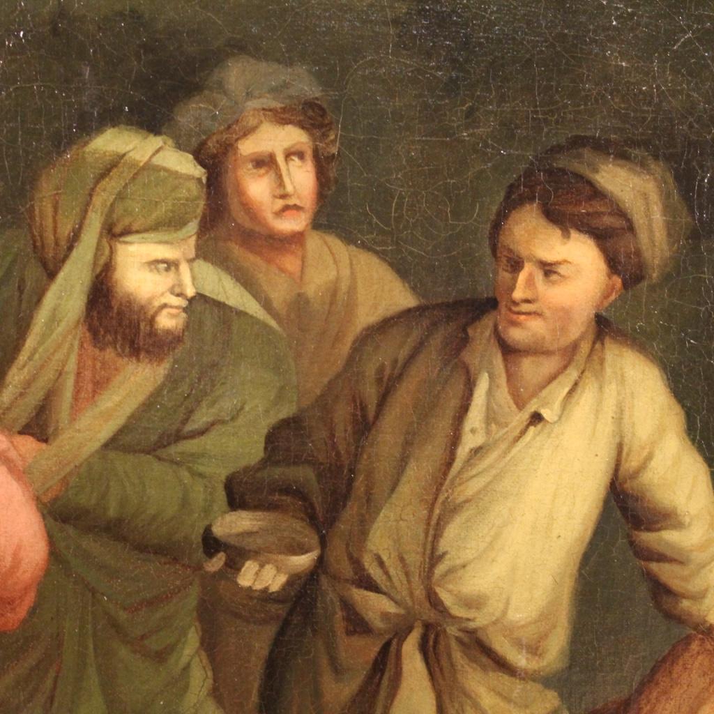 18th Century Oil on Canvas Italian Painting Characters, 1780 4