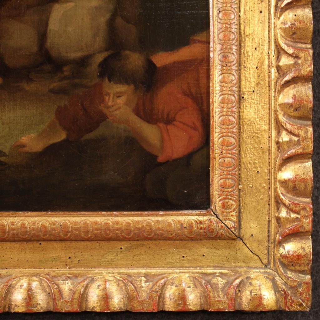 18th Century Oil on Canvas Italian Painting Characters, 1780 5