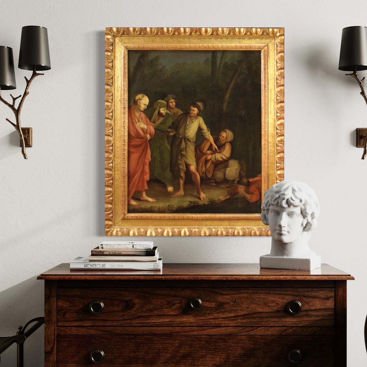 18th Century Oil on Canvas Italian Painting Characters, 1780 10