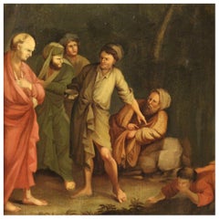 18th Century Oil on Canvas Italian Painting Characters, 1780