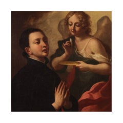 Huile sur toile du 18ème siècle - Peinture italienne - Communion de Saint Stanislaus, 1760