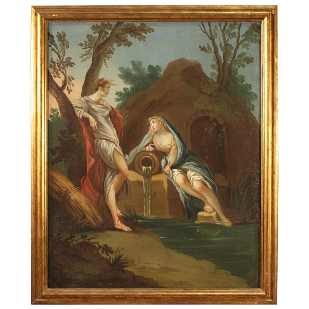 18th Century Oil on Canvas Italian Painting Cymon and Iphigenia, 1780