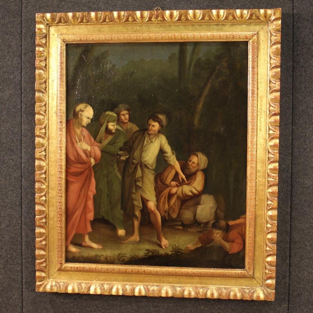 18th Century Oil on Canvas Italian Painting Episode from the life of Diogenes For Sale 9