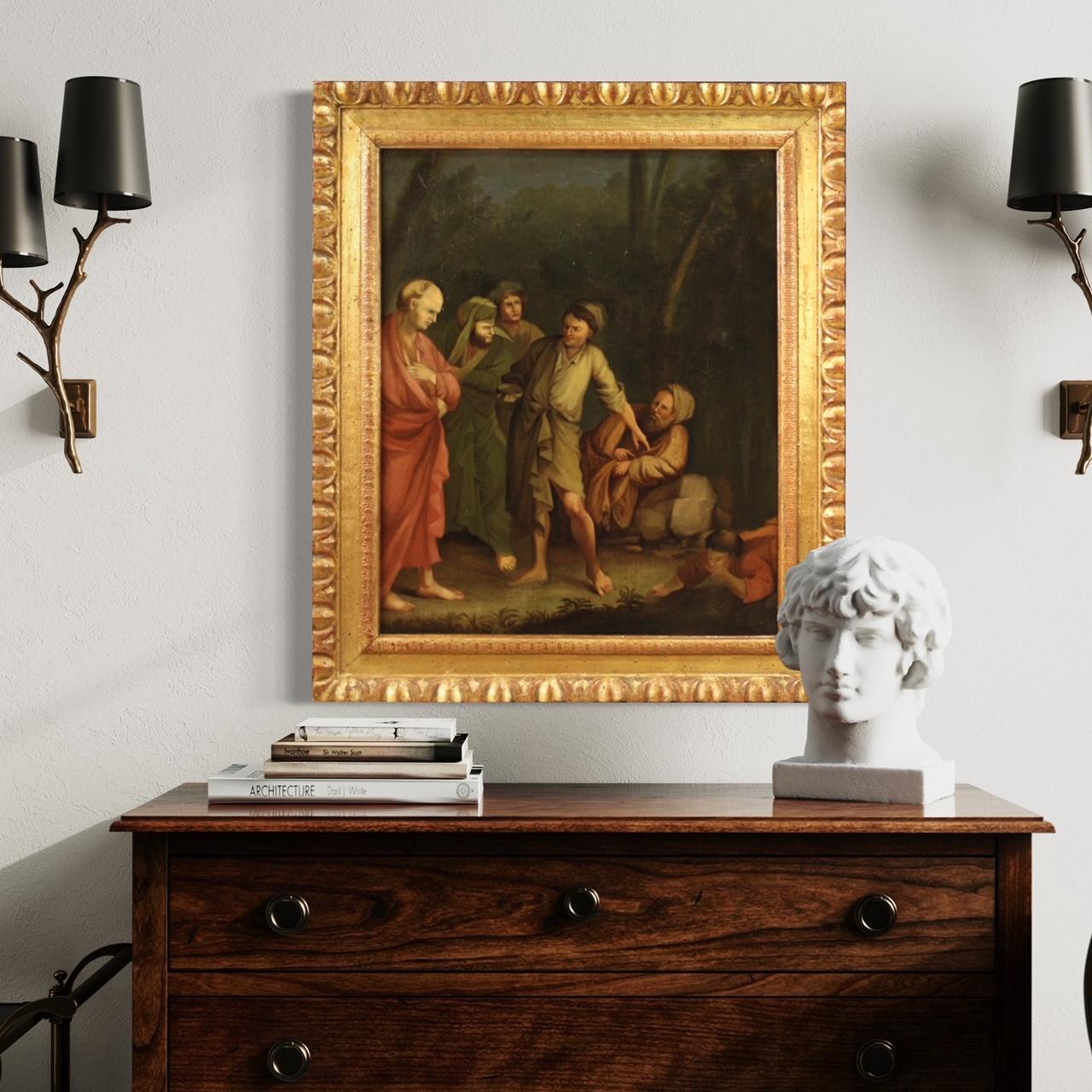 huile sur toile du XVIIIe siècle Peinture italienne Épisode de la vie de Diogène Bon état - En vente à Vicoforte, Piedmont