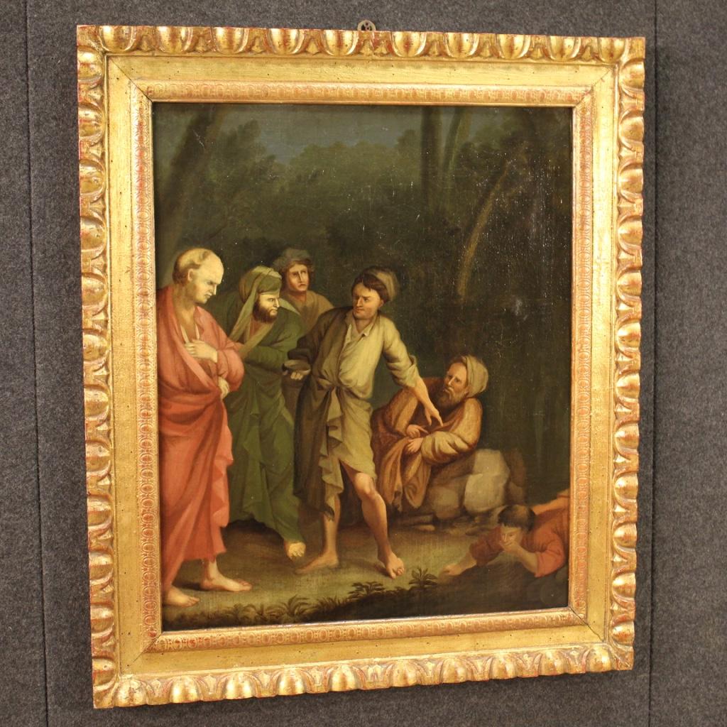 18th Century Oil on Canvas Italian Painting Episode from the life of Diogenes For Sale 3