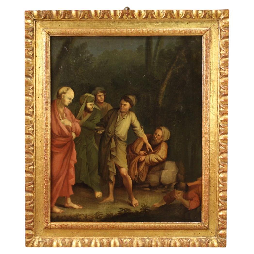 huile sur toile du XVIIIe siècle Peinture italienne Épisode de la vie de Diogène en vente