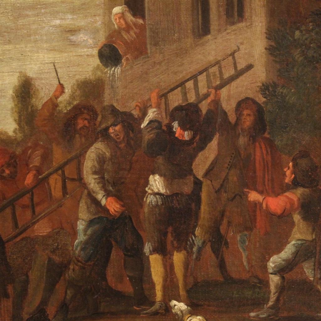 18. Jahrhundert Öl auf Leinwand Italienische Malerei Genre-Szene Populärer Stil, 1750 im Angebot 5