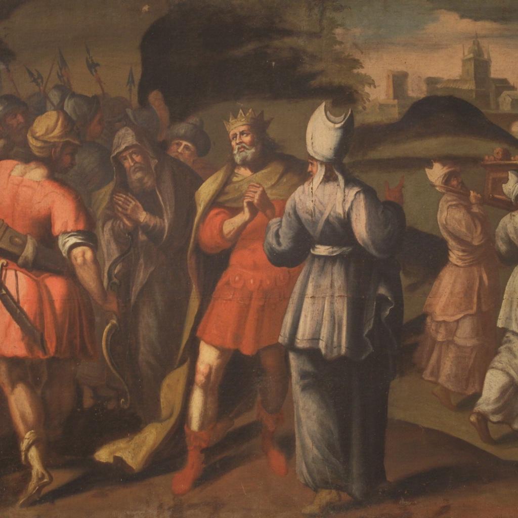 Huile sur toile italienne du 18ème siècle, sujet historique / biblique, 1720