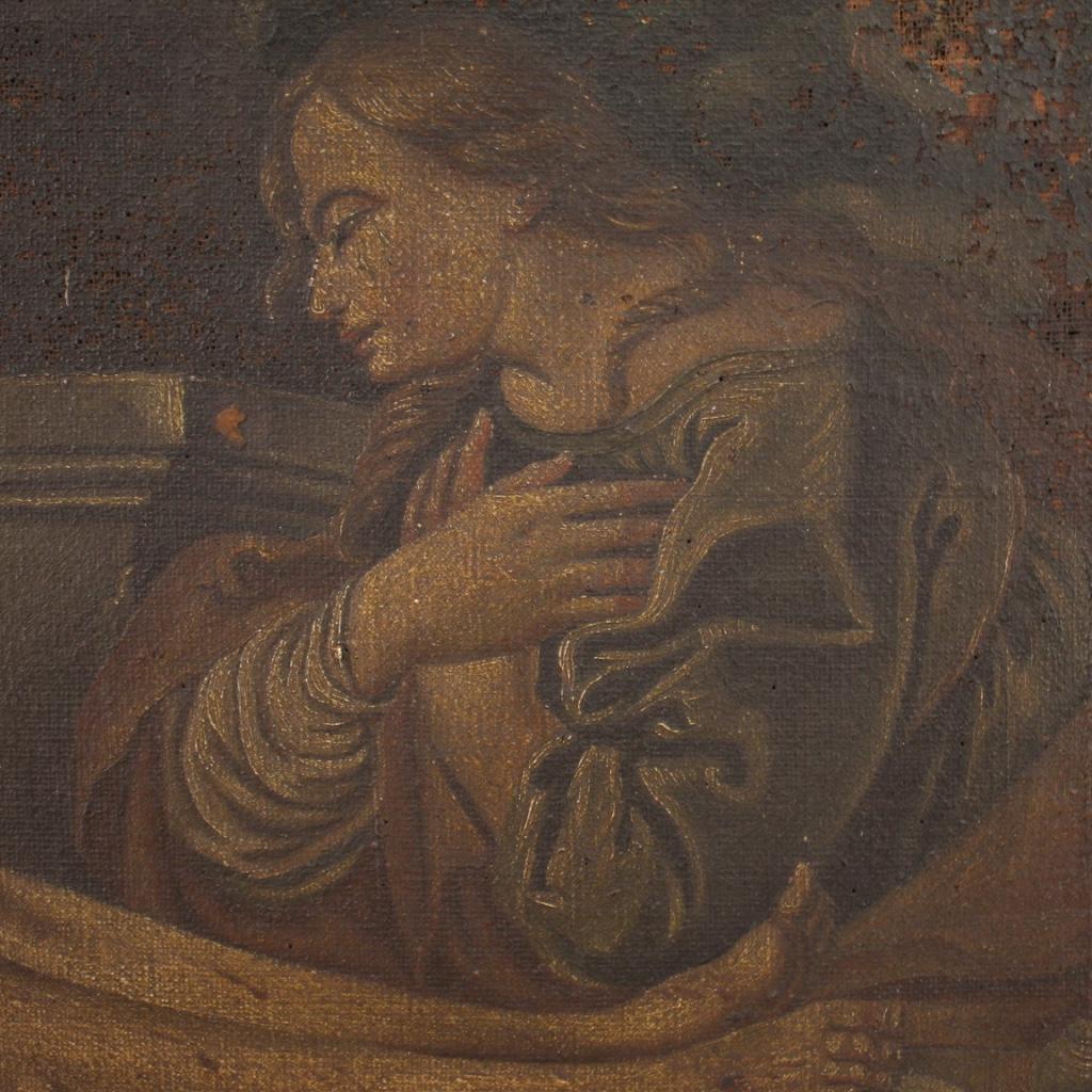 18th Century Oil on Canvas Italian Painting Lamentation over the Dead Christ 7