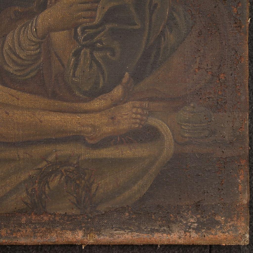 18th Century Oil on Canvas Italian Painting Lamentation over the Dead Christ 8