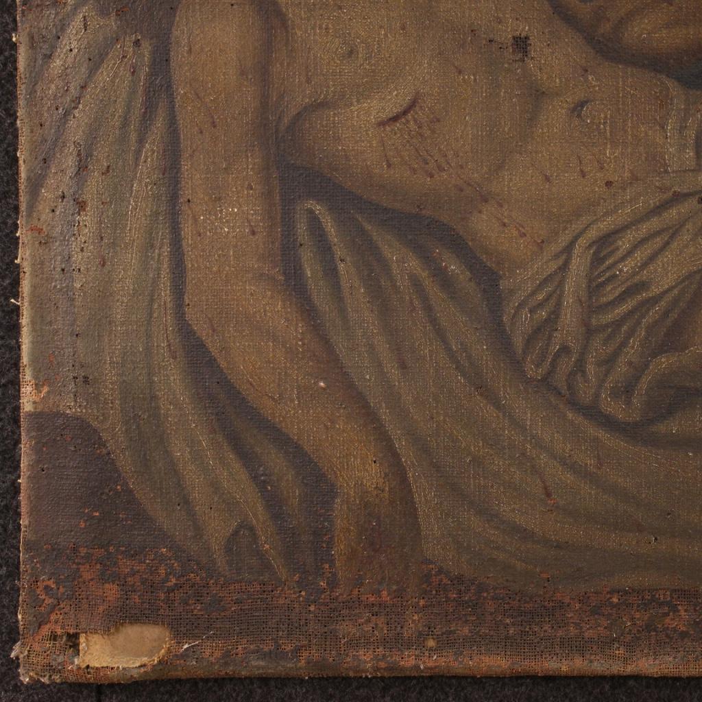 18th Century Oil on Canvas Italian Painting Lamentation over the Dead Christ In Fair Condition In Vicoforte, Piedmont