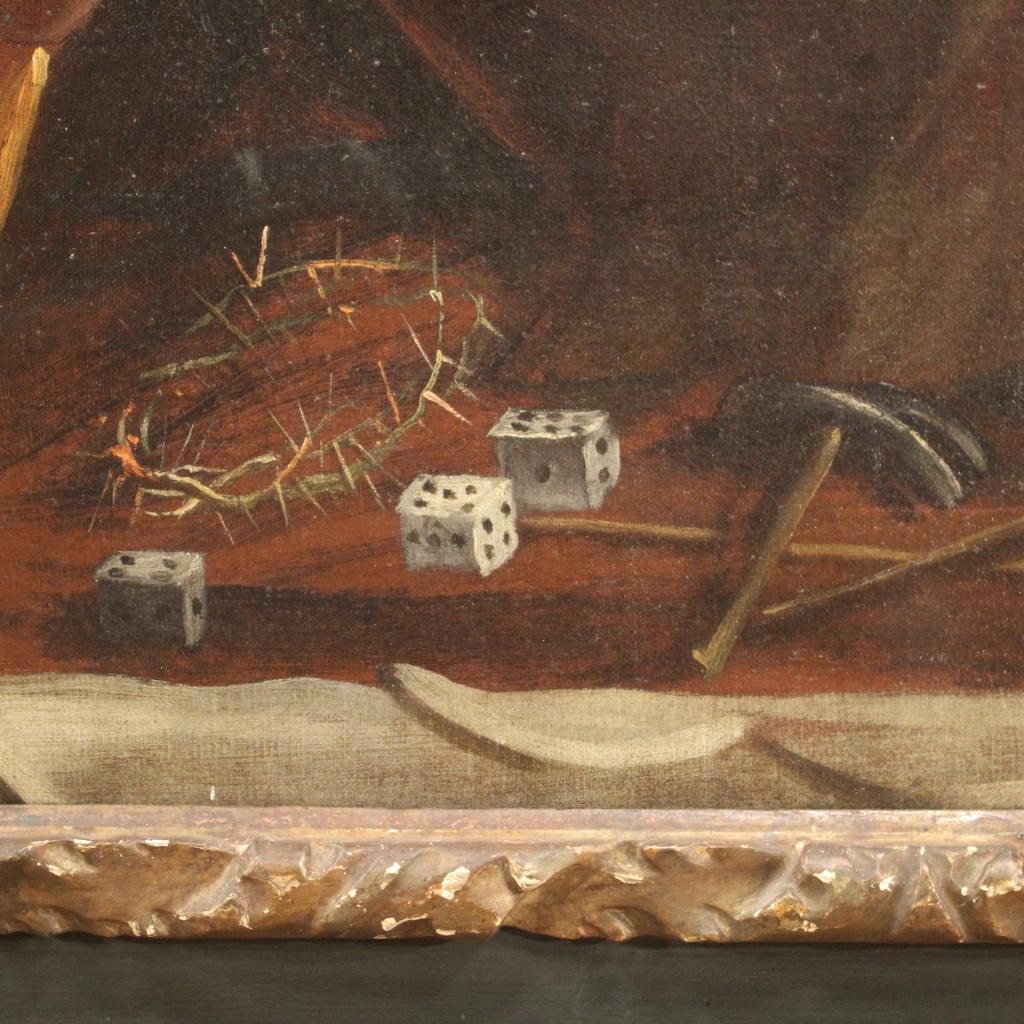 18th Century Oil on Canvas Lamentation over the Dead Christ Italian Painting  In Good Condition In Vicoforte, Piedmont