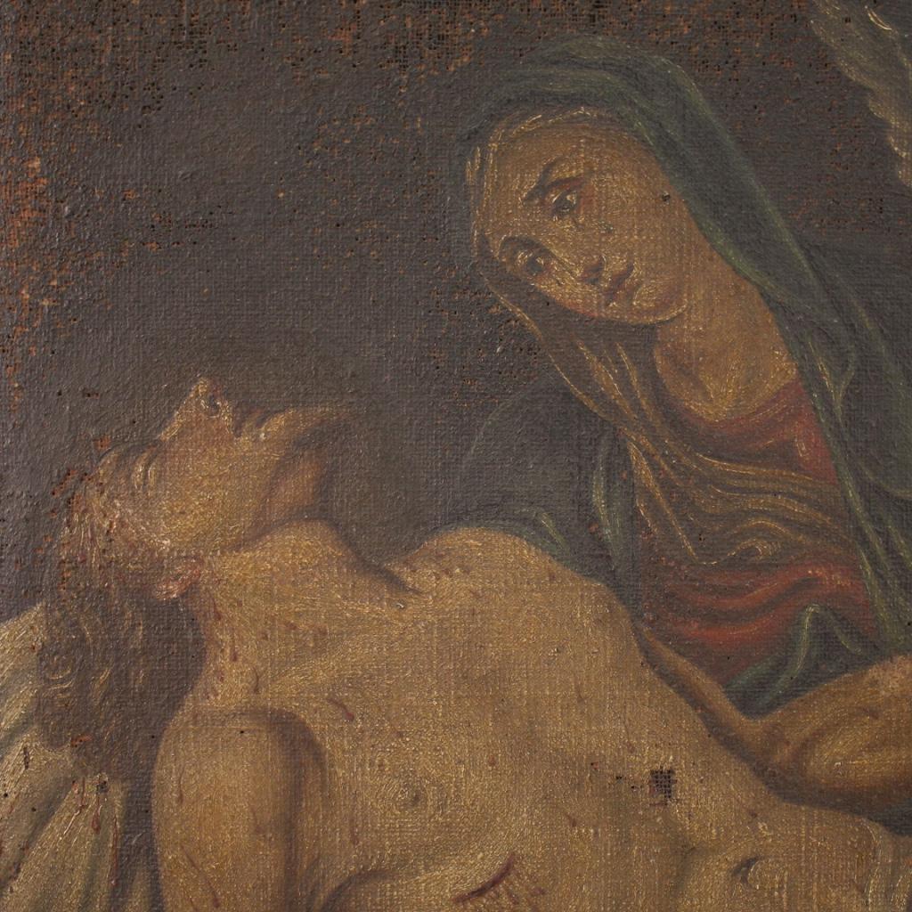 18th Century Oil on Canvas Italian Painting Lamentation over the Dead Christ 3