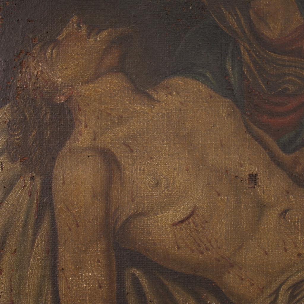 18th Century Oil on Canvas Italian Painting Lamentation over the Dead Christ 4